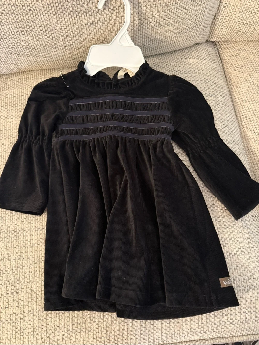 Matilda Jane Black Velvet Long-Sleeve Girls Dress